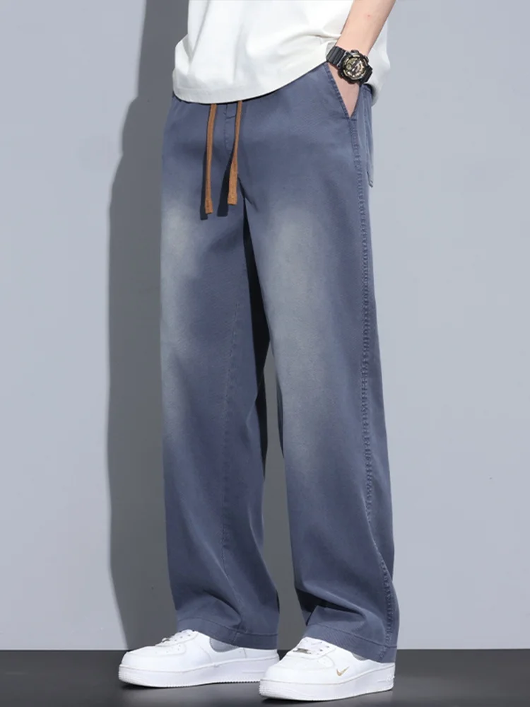 

Summer Thin Men's Loose Straight Leg American Retro Gradient Wide Leg Casual Long Jeans Comfortable Breathable Fashion...