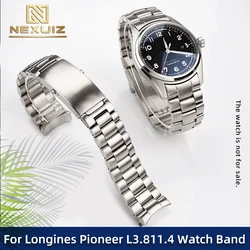 For Longines Pioneer Series L3.811.4 Watch Band Men's Waterproof Bracelet 22mm High Quality Solid Precision Steel Watch Chain