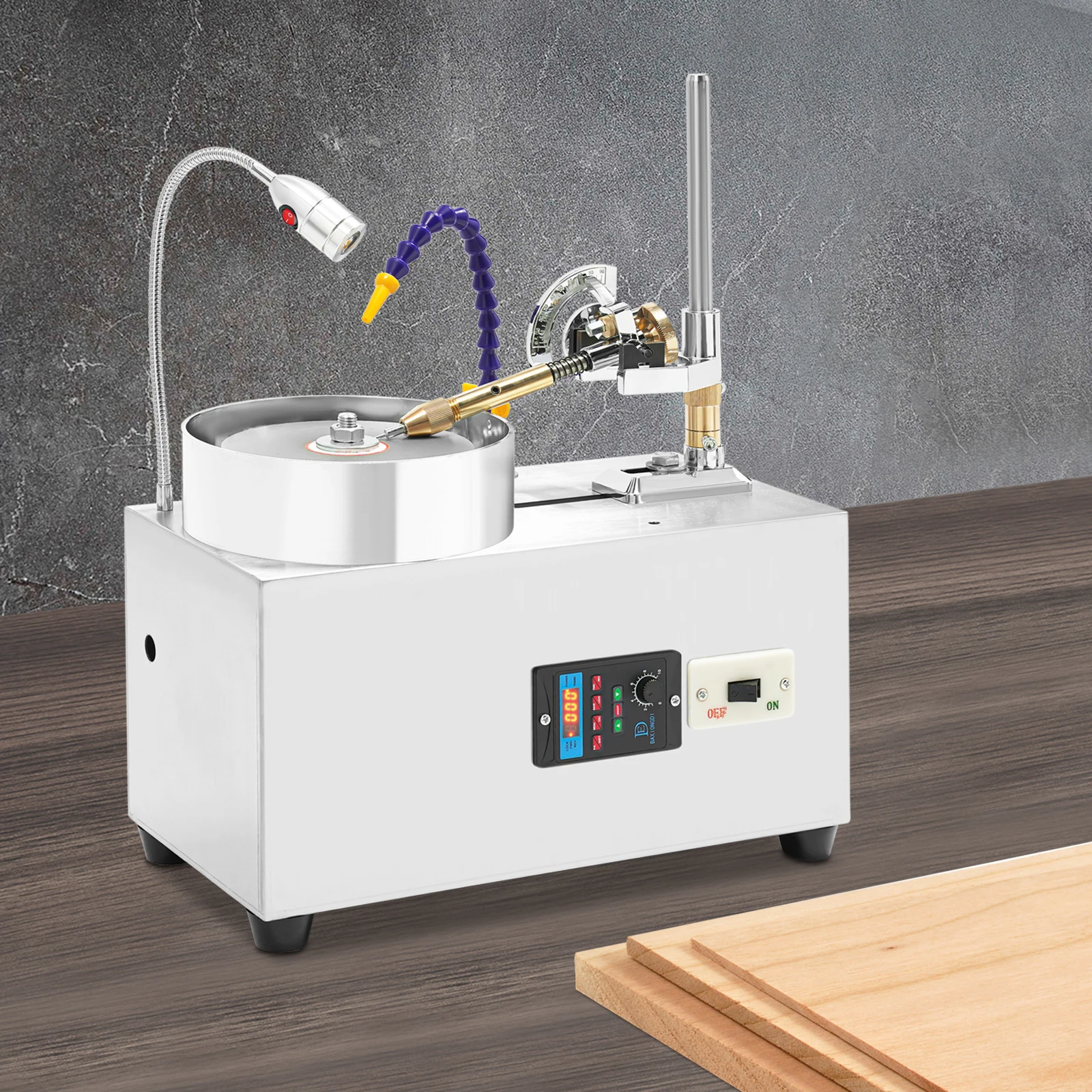 

180W Gem Faceting Machine 2800rpm Freestanding Jade Grinding Polishing Machine 80N.m Jewel Angle Polisher Anti-slip Mats
