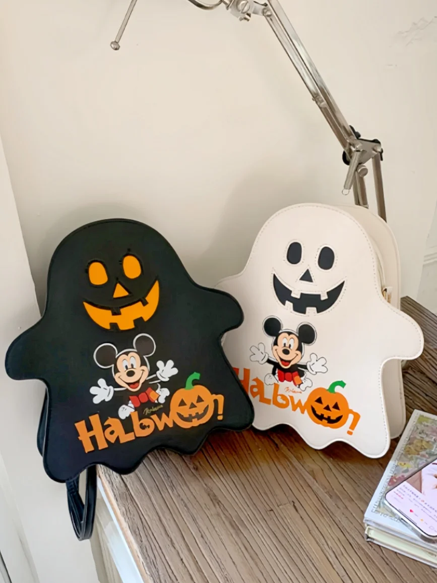 Mickey Mouse Shoulder Bag Halloween Funny Pumpkin Bag Creative Diagonal Cross Bag Splicing Cartoon Bag Children'S Gifts view 3