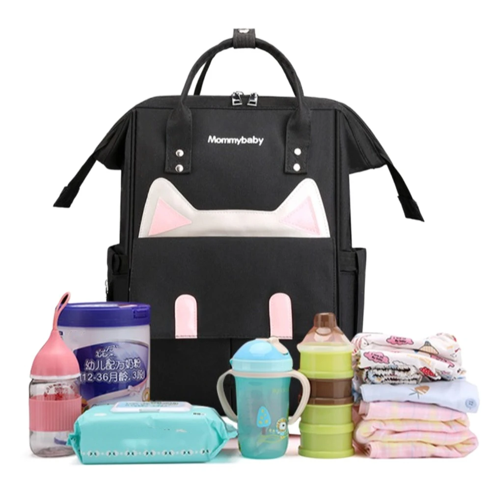 Oxford Cloth Cat Ear Mommy Backpack Large Capacity Multifunctional Baby Diaper Bag Wear-resistant Portable Mommy Shoulder Bag