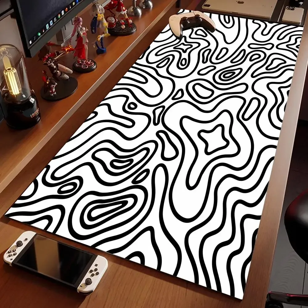 

blue line Mouse Pad PC game mousepad Rubber laptop black and white desk pad XXL non-slip computer keyboard accessory mouse mat