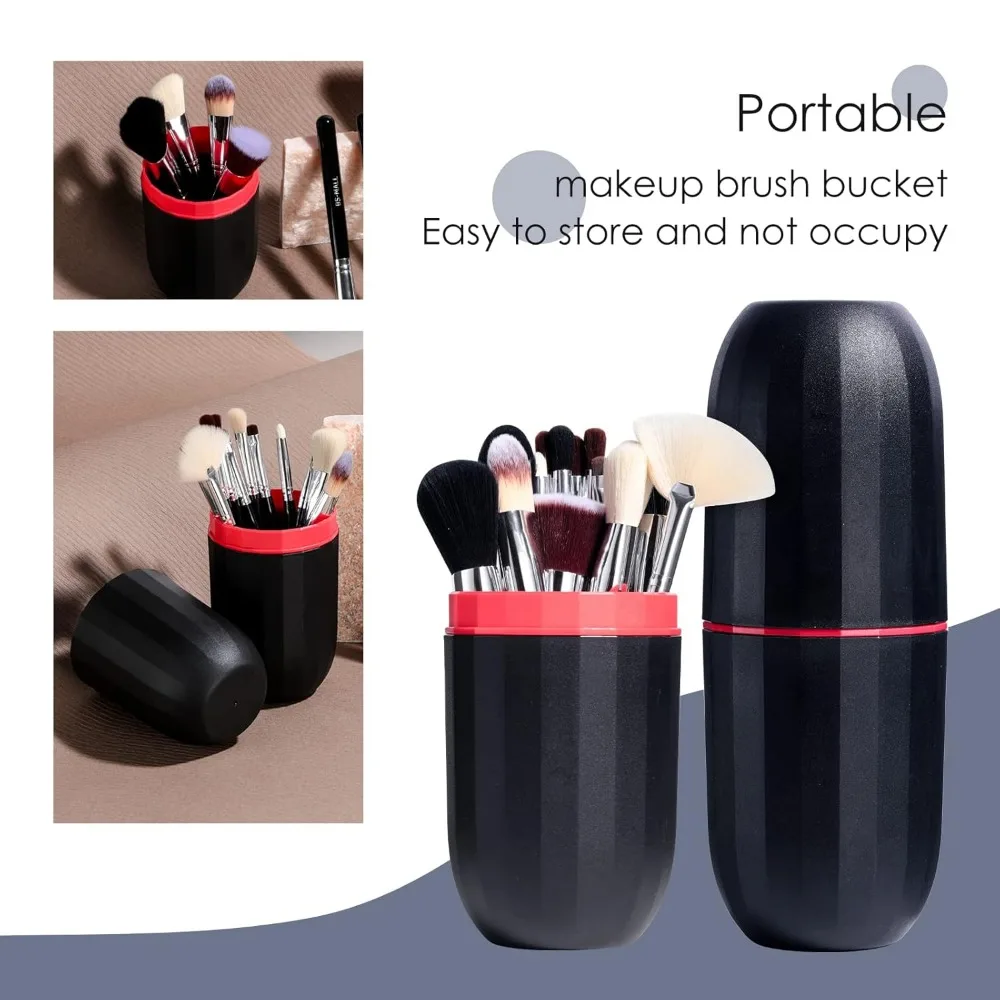 فرش مكياج BS-MALL Premium Synthetic Foundation Powder Concealers ظلال العيون مجموعة فرش مكياج مكونة من 18 قطعة، لون أسود مع حافظة