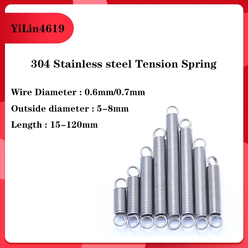 

304 Stainless steel O Ring Hook Tension Spring Wire Diameter 0.6mm 0.7mm