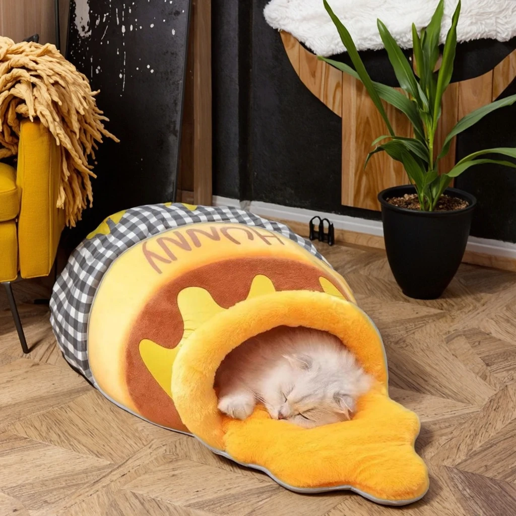 

Eco-friendly Small Cat Bed Washable Memory Foam Pet Furniture with Stylish Removable Cushion Comfortable for All Breeds