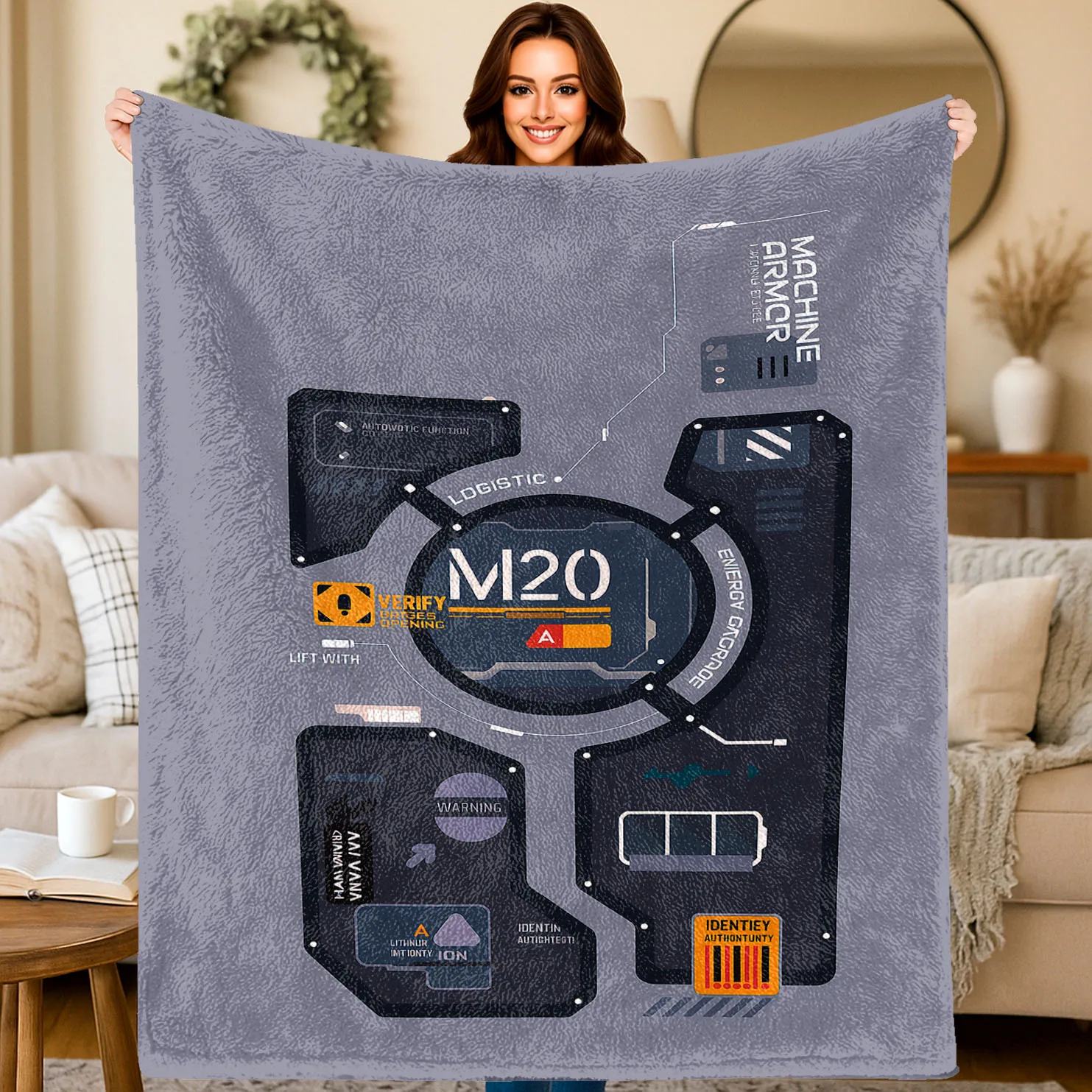 Electronic pattern art retro style Flannel printed blanket suitable for all seasons suitable for living room office sofa travel