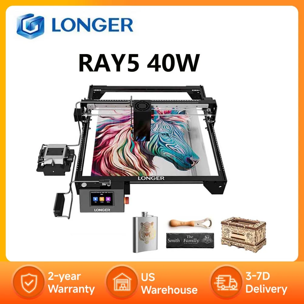 LONGER RAY5 40W Laser Engraver Touch Screen 32-bit Chipset WIFI Connectivity  0.10*0.15mm² High Accuracy Engraving Cutting Machi