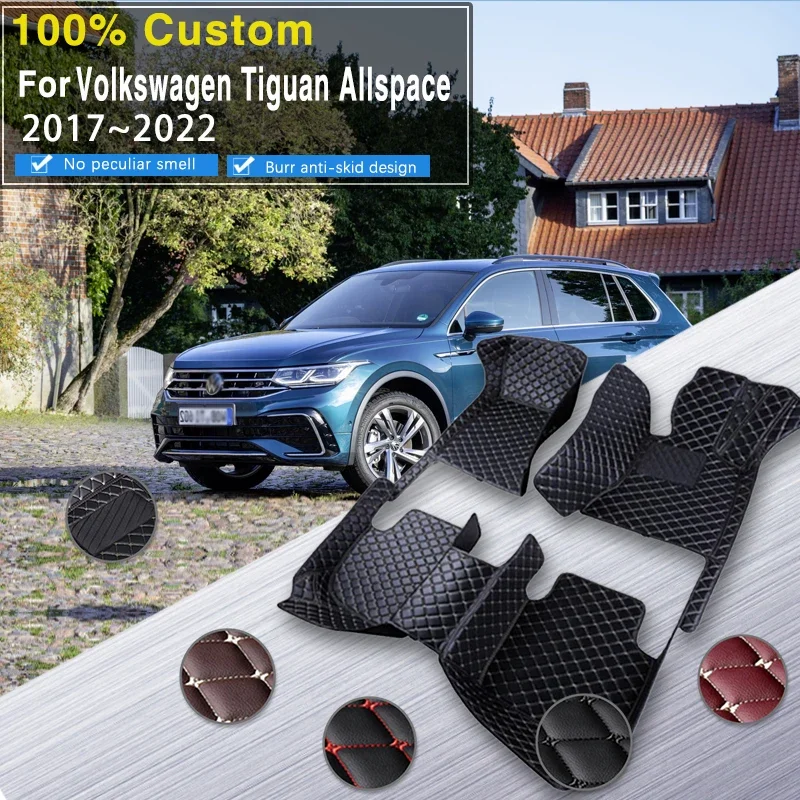 

Полные коврики для Volkswagen Tiguan Allspace AD BW 2017 ~ 2022 Водонепроницаемый ковер Автомобильный коврик Tapis Voiture Автомобильные аксессуары