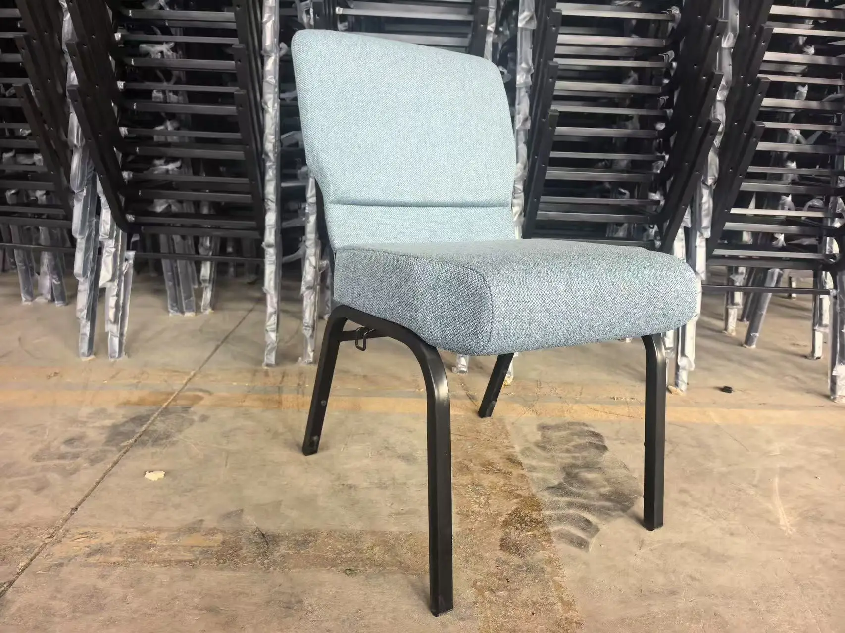 Modern Folding Auditorium Chairs with Desk Fabric Theatre Furniture, Designed for Churches,Schools and Retractable Student Seats view 3