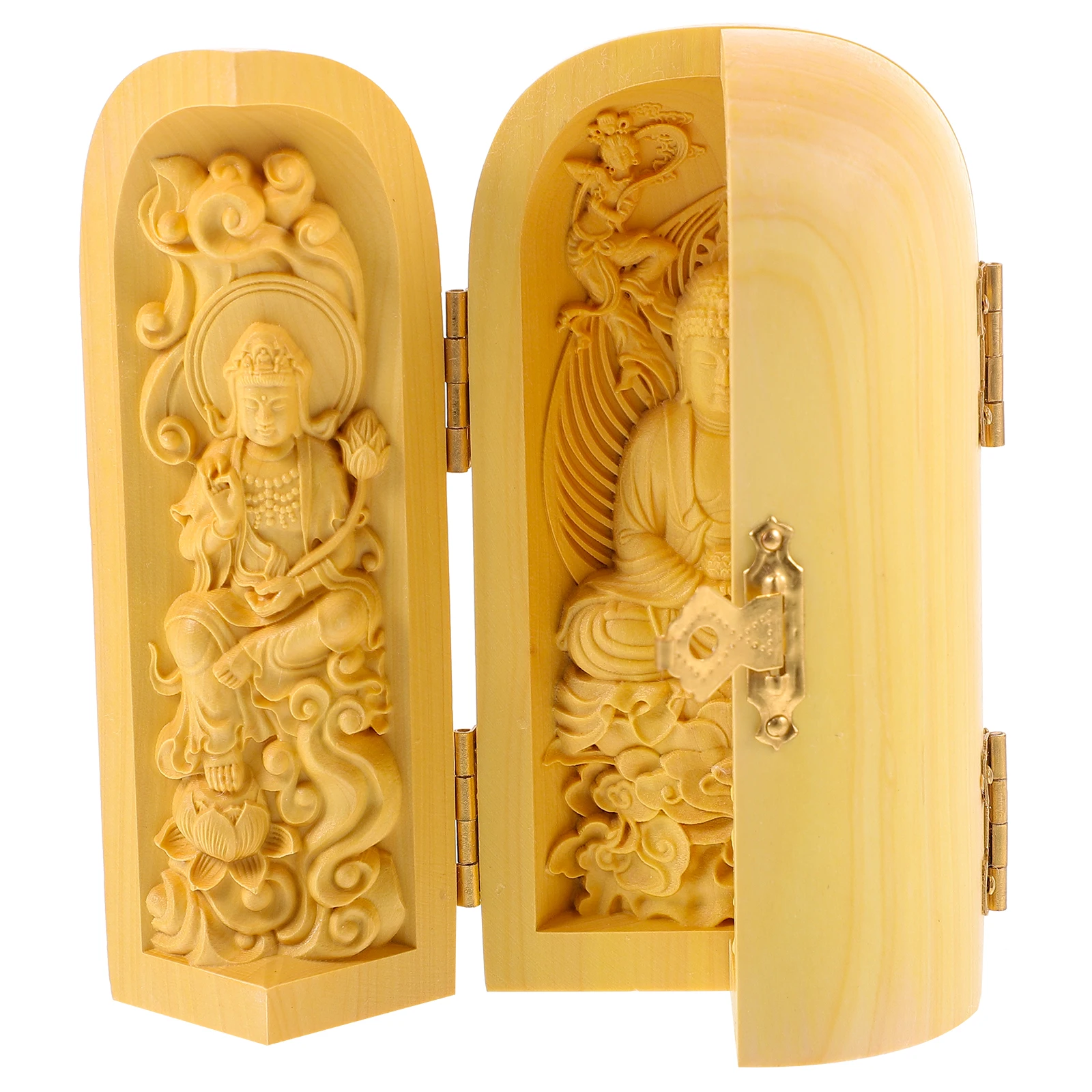 

Buddha Statue Ornament Unique Decor Chanting Figurine Meditating Decoration Sculpture Small Boxwood