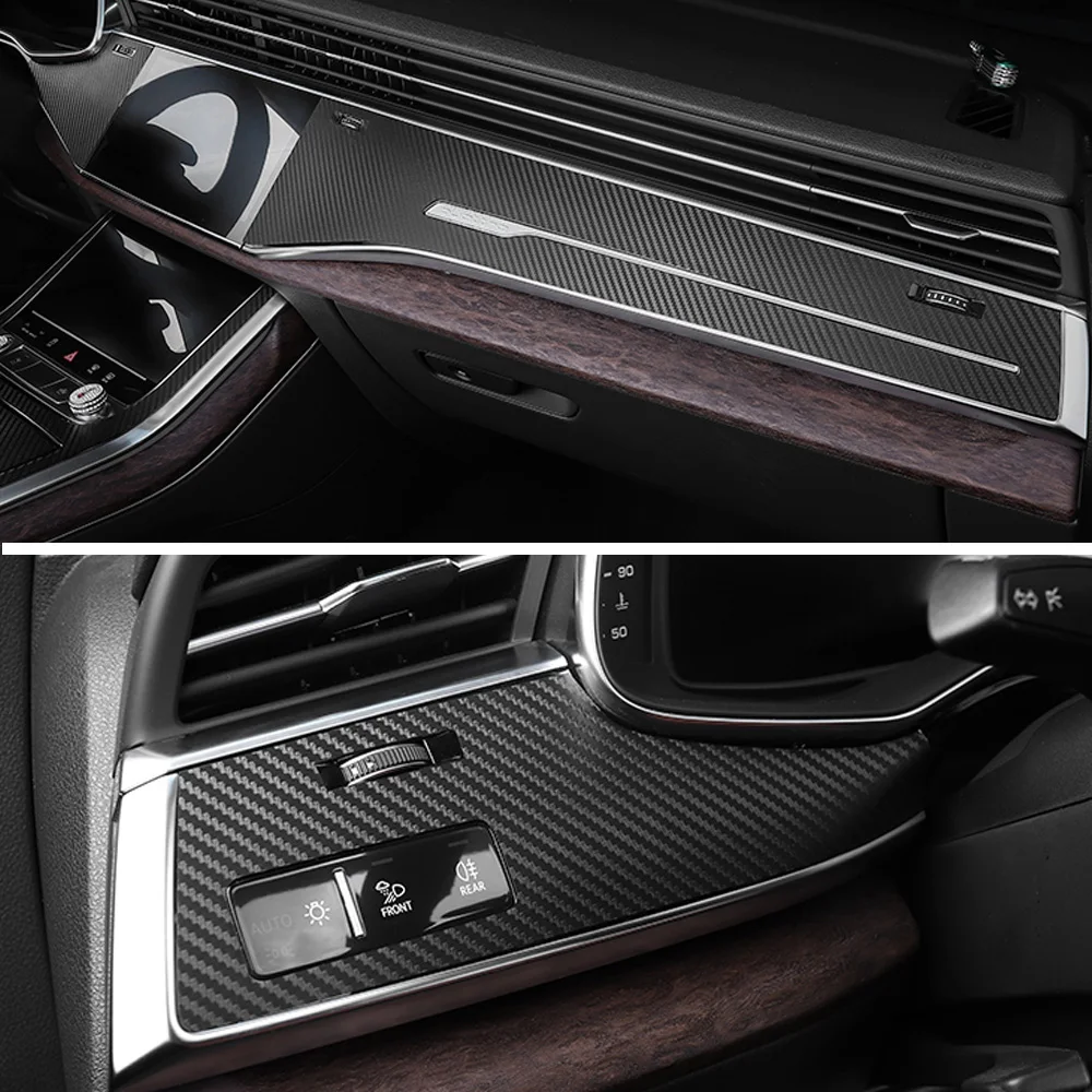 For Audi Q7 Q8 4M 2021-2023 Interior Central Control Panel Door Handle 3D/5D Carbon Fiber Stickers Decals Car Styling Accessorie