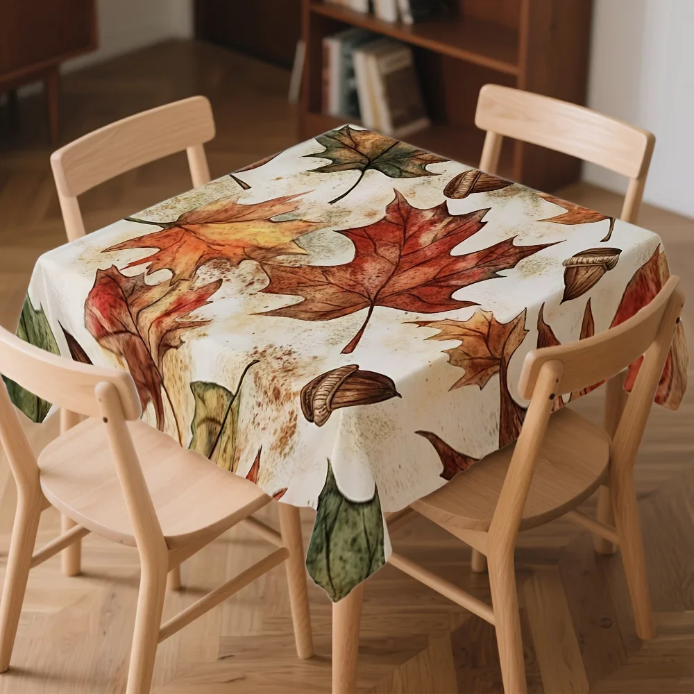 A set of autumn leaf acorn rectangular tablecloth, effortlessly enhancing the style of your dining room. yzb