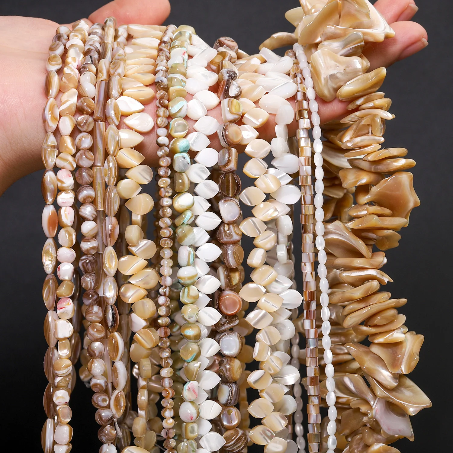 Cuentas de concha de Trochus naturales, tubo de hoja de gota de agua ovalada, Ábaco, cuentas de forma Irregular para hacer joyería de verano Diy