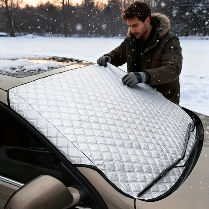 Universal Car Windshield Snow And Frost Cover, Heat-Resistant Sunshade And Ice Protector for Cars,Sedans, Ride-Hailing Vehicles