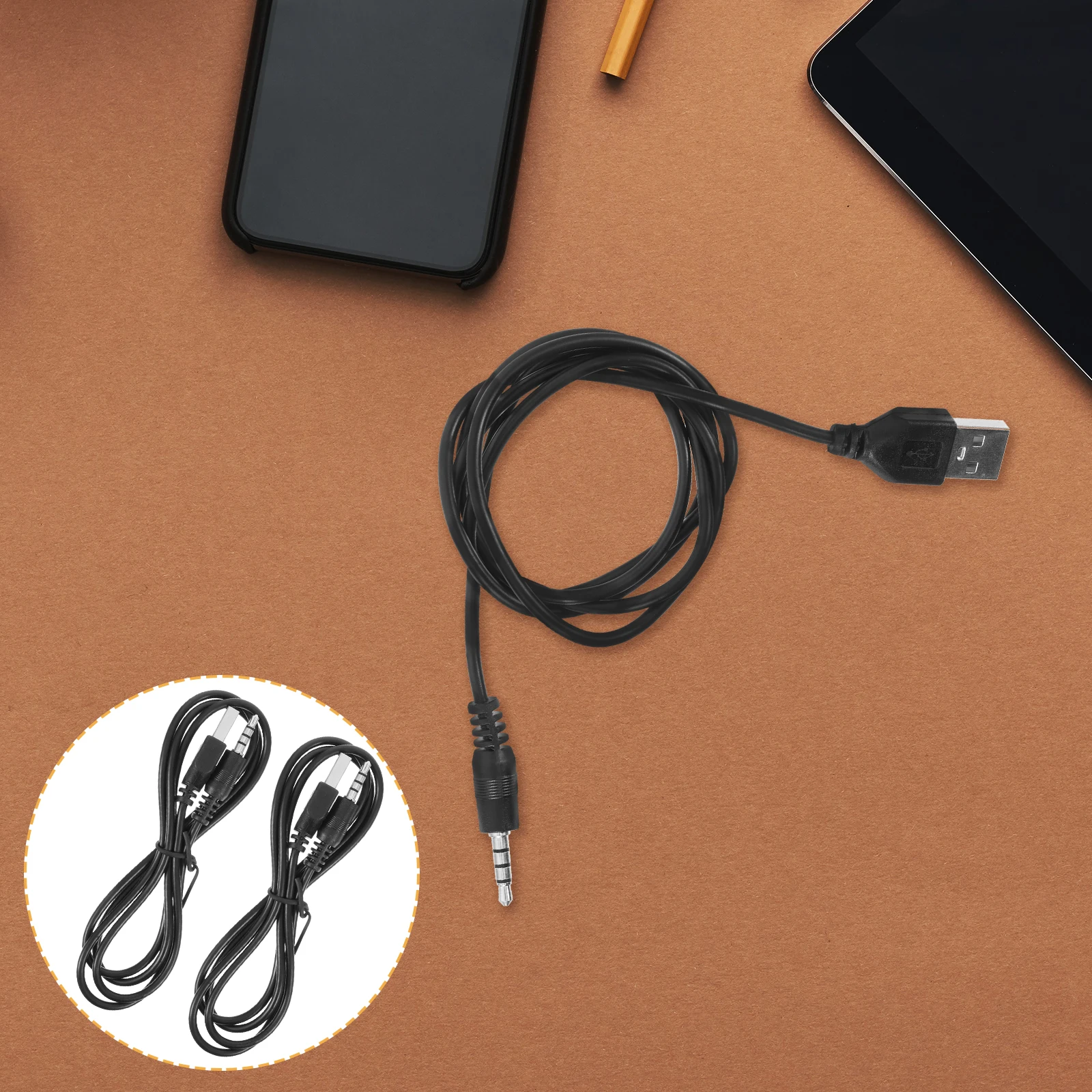 

2 Pcs Headphone Port Charging Cable Extension Stereo Speakers Multifunctional Pvc