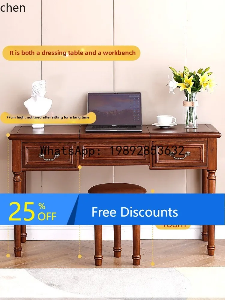 

Dresser Red Oak Storage Cabinet Integrated Bedroom Flip Dresser Folding Simple Dressing Table