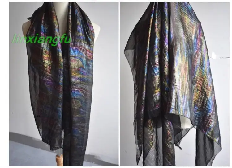 Transparent seven-color laser color fabric, seersucker gradient chiffon fabric,personalized scarf skirt clothing designer fabric