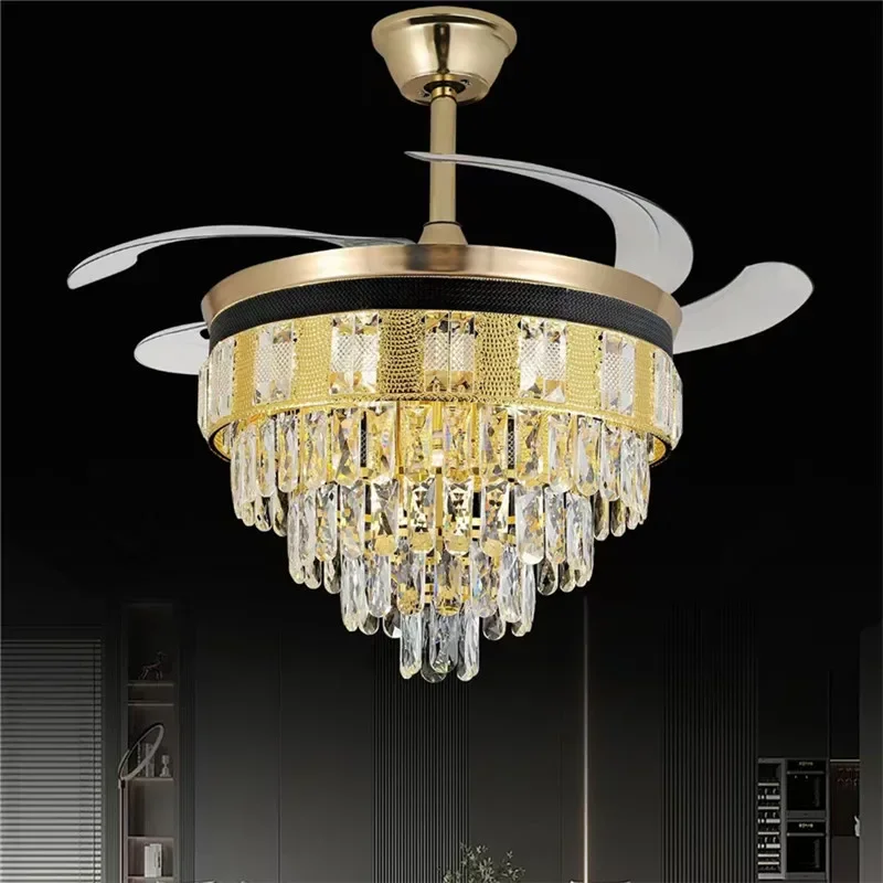 

TINNY современный хрустальный вентилятор, роскошная гостиная, ресторан, спальня, кабинет, светодиодный потолочный вентилятор, дистанционный электрический вентилятор