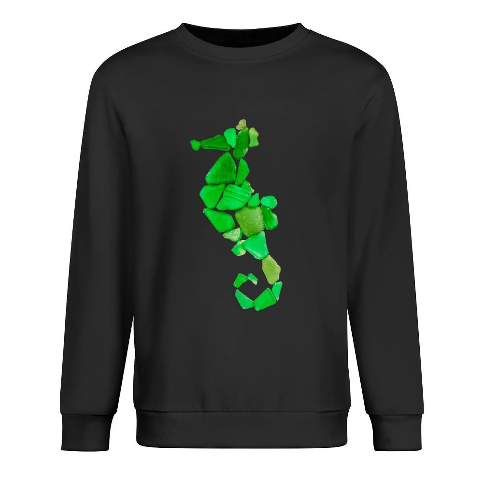 

Colourful Green Sea-glass Ocean Seahorse Pullover men's sweat-shirt aesthetic clothing korean clothes sweatshirt male