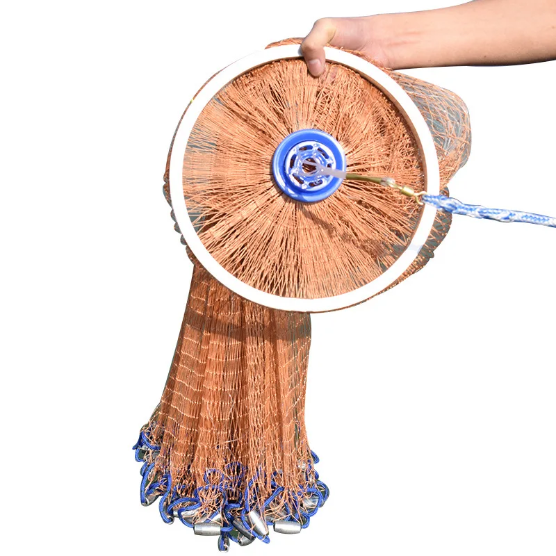 Hand Cast Net For Fishing With Aluminum Flying Discs Fishing Net For Lake Water