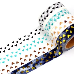 1PC 10M Decorative Cute Japanese Paper Washi Tape Hearts Set Copper Foil Black DIY Planner Masking Tapes School Supplies