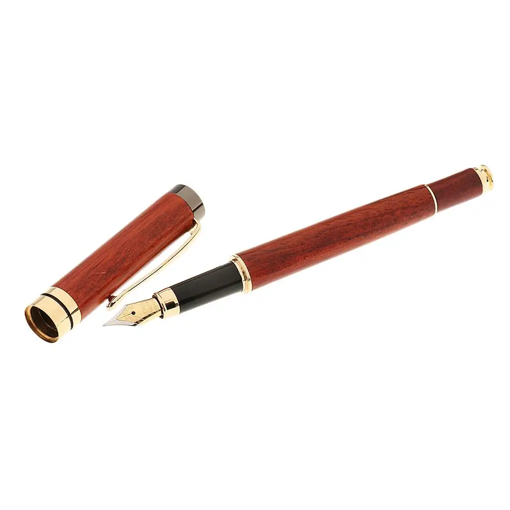 Reusable Vintage Rosewood Fountain Pen with Fine Nib Collectible