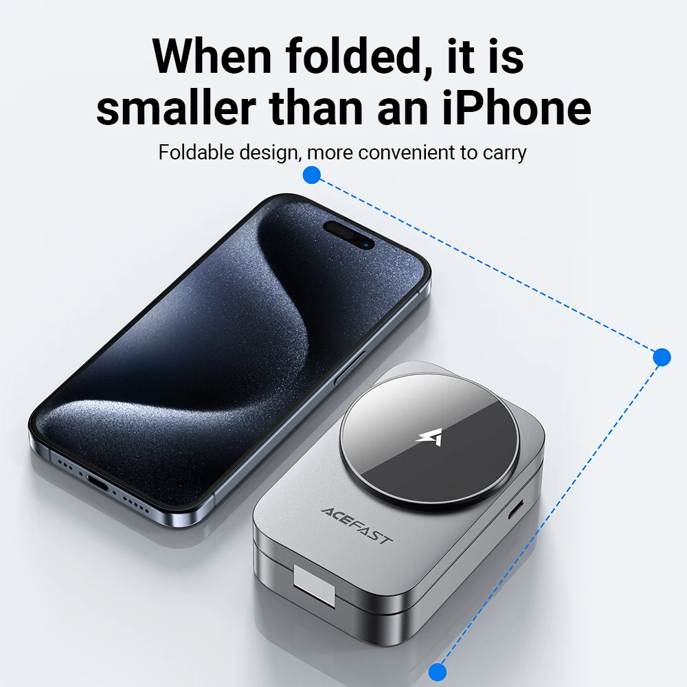 ACEFAST 3in1 15W 자기 무선 접이식 충전 홀더(iPhone 16/15 Pro Max용) iwatch/Airpods용 데스크탑 충전 스테이션