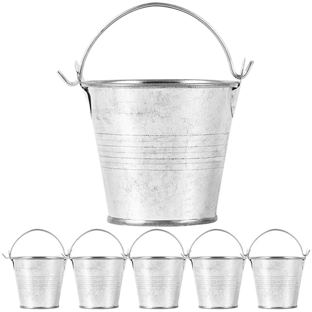 6Pcs Retro Iron Mini Buckets Small Flower Pots Decorative Metal Containers Candy Snack Holders for Home Garden Party
