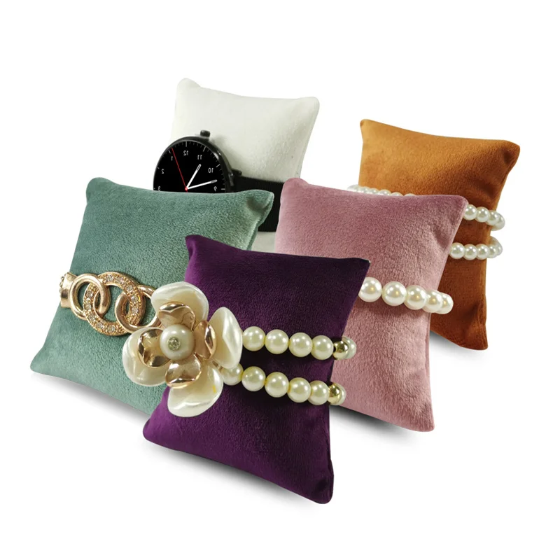 Multi-Color Velvet Jewelry Display Pillow - Watch Bracelet Bangle Anklet Organizer Hand-held Fashion Accessory Holder