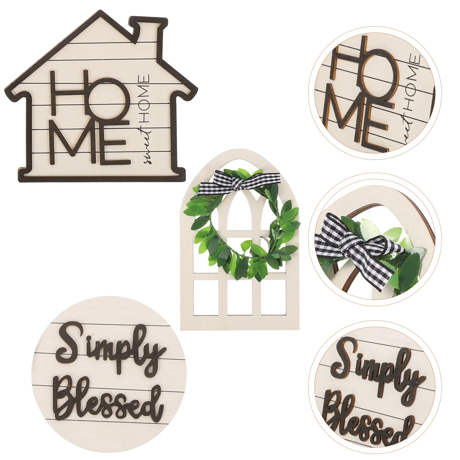 

3pcs Wooden Wreath Decorations Rustic Farmhouse Signs Tiered Tray Coffee Table Summer Elements Hanging nament Layered Home