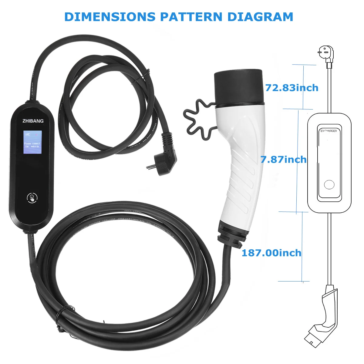 Type 2 EVSE EV Charger Level 2 16A Portable Electric Vehicle Car Home Charging Iec 62196 Schuko Plug 230V