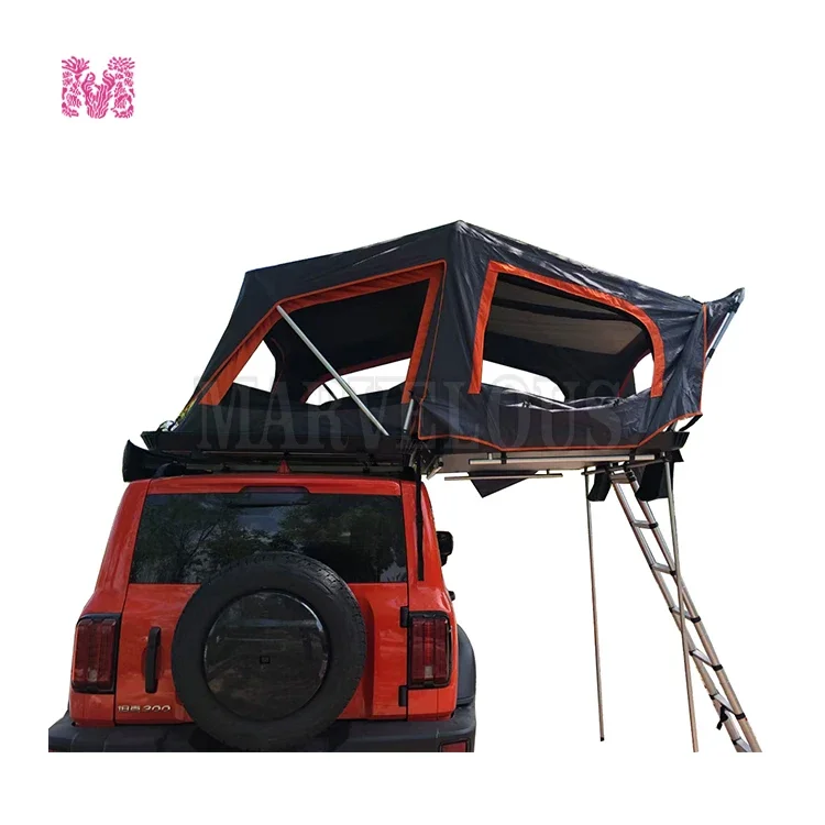 4 Person Aluminum Rooftop Tent for Summer Outdoor 2XL Hard Shell Car Tent with Side Fold Roof Aluminum Box Side Opening Top Tent