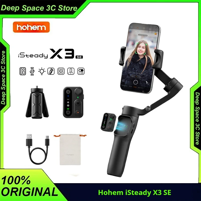 

Hohem iSteady X3 SE 3-Axis Gimbal Stabilizer Portable Foldable Phones Gimbal With Detachable Remote Control For iPhone/Samsung
