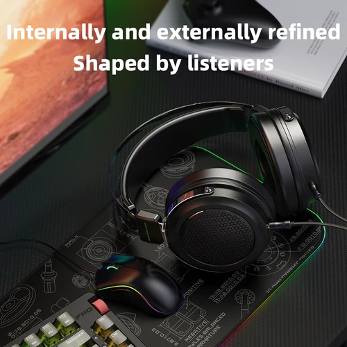 Imagen 2 del producto FiiO JT1 Auriculares de estudio de 3,5 mm para grabar juegos con micrófono, controlador de diafragmas de 50 mm, sonido HiFi