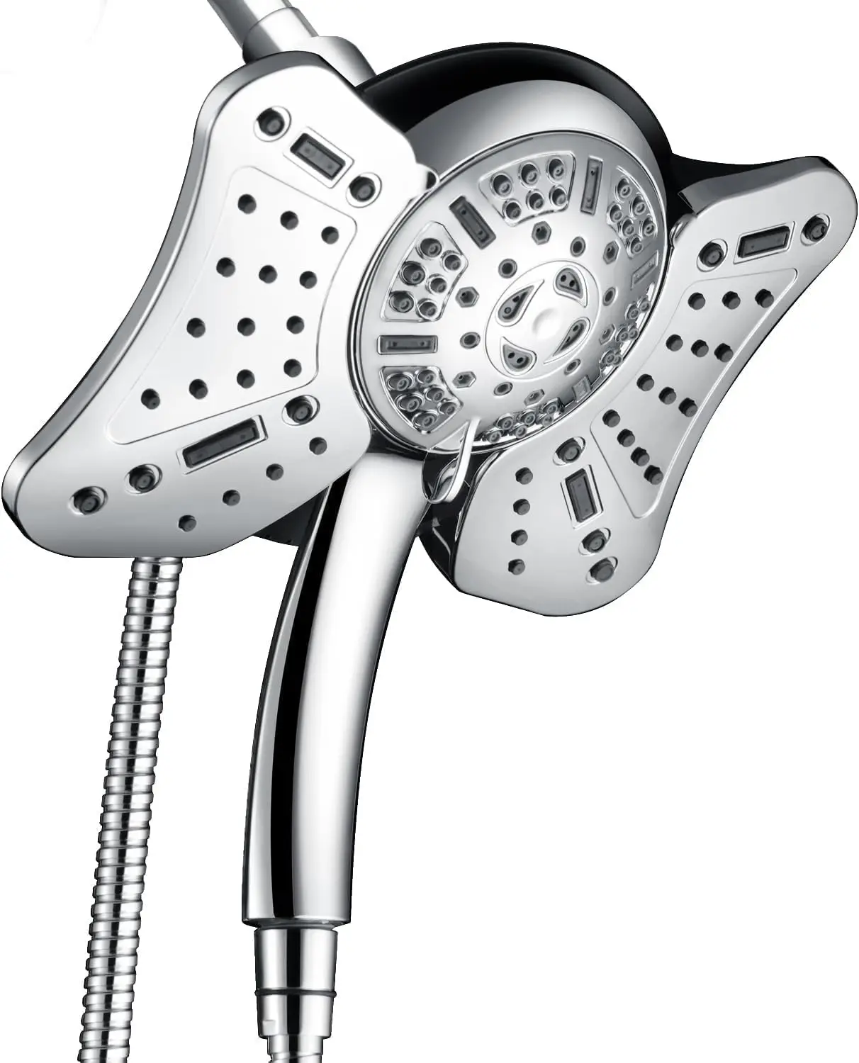

2.5 GPM Dual Shower Head Combo: Rainfall + Handheld, 19 Spray Modes, 8.7 Inch Panel, 60 Inch Hose