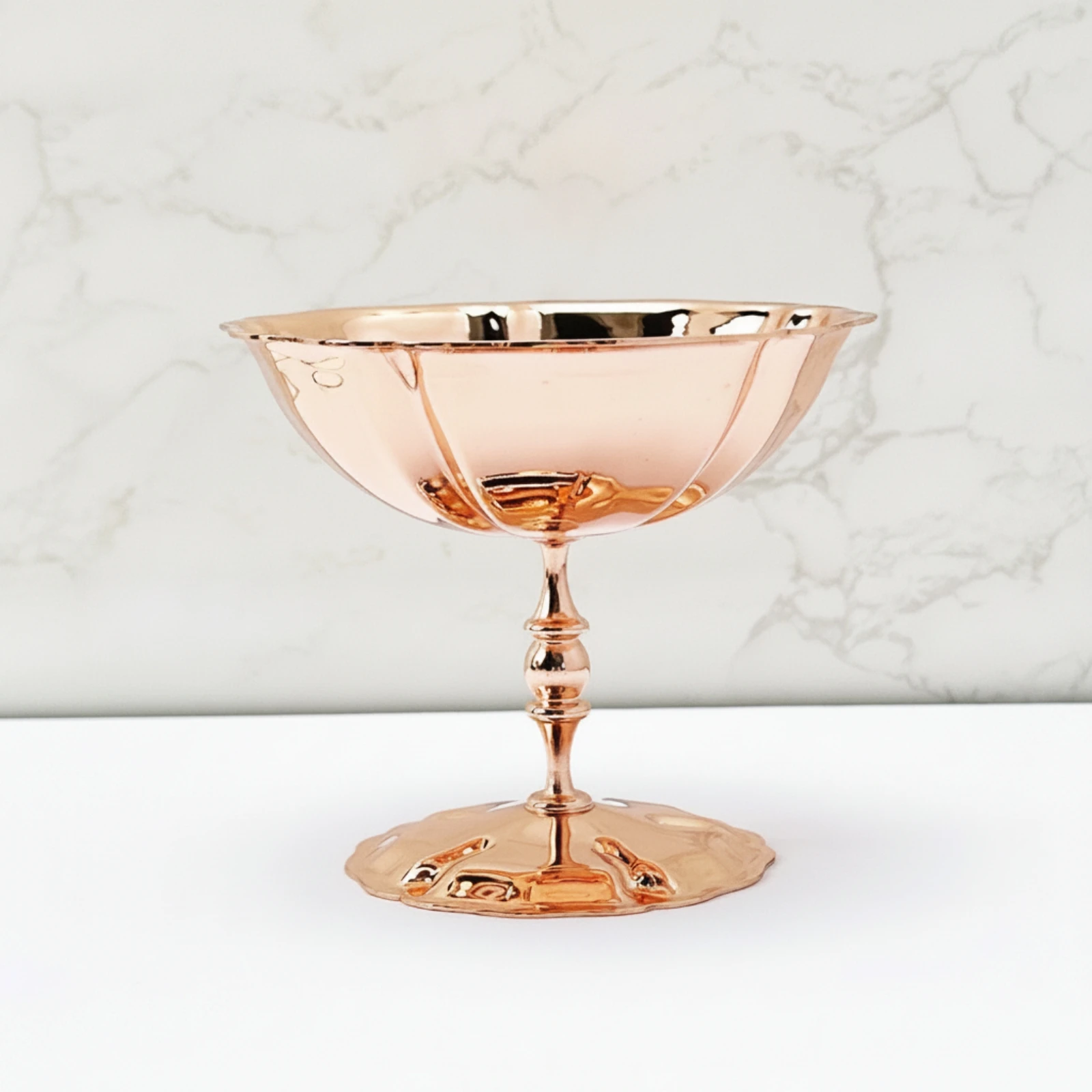 Dessert Cup with Pedestal Flower Shaped Pedestal Bowl Metal Dessert Dish Polished Dishware Lightweight for Home Entertaining