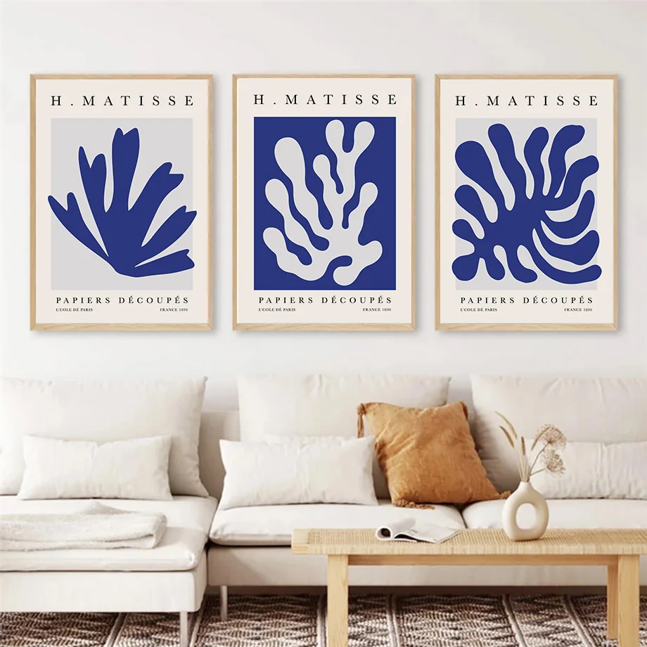 الاسكندنافية الحد الأدنى جدار الفن الأزرق ماتيس ليوبارد معرض المعرض الحديث HD المشارك يطبع غرفة نوم المنزل غرفة المعيشة ديكور