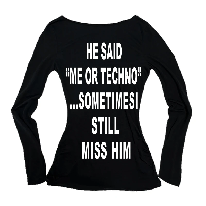 

European and American style new long sleeved T-shirt with printed letters, Easter 90s retro Y2K Gothic Harajuku punk top kpop