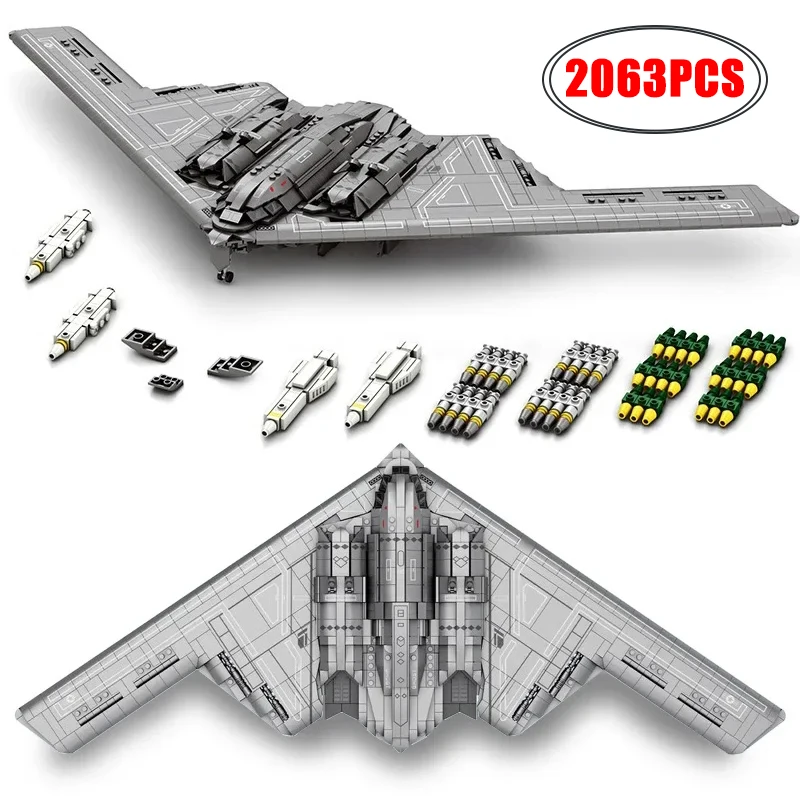 

2063PCS B-2 Ghost Strategic Bomber Building Blocks Air Force Fighter Model Bricks Collection Display DIY Toys For Kids Idea Gift