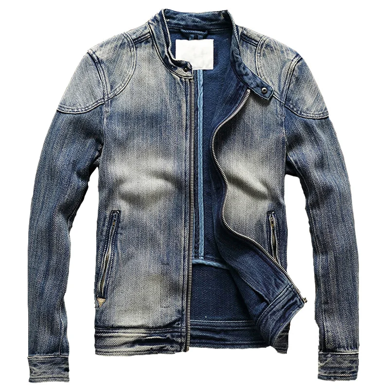 

Style 2023 Automotive European Jeans Jacket Coats For Mens Vintage Old Fashion Casual Biker Male Denim Jacket Plus Size 3XL A608
