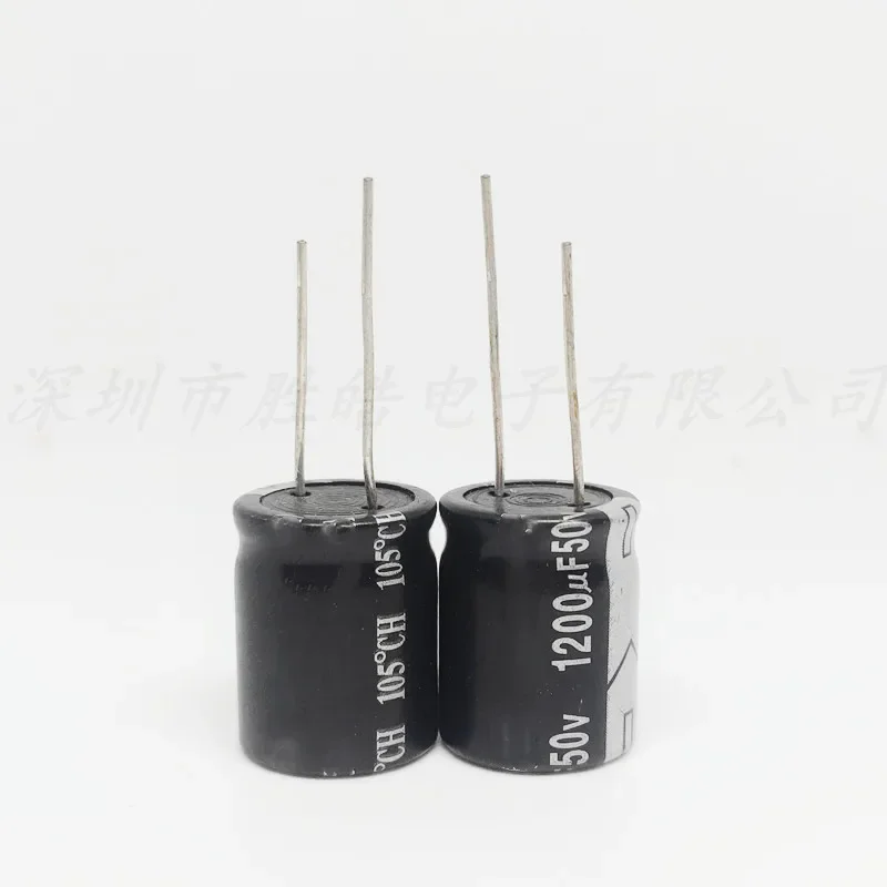 Capacitor eletrolítico de alumínio, plugue reto, série 50V1200uF, 16x30mm, alta qualidade, 2pcs, 10pcs