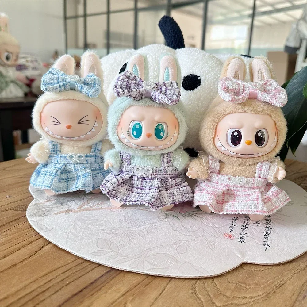 17cm Labubu Doll Luxury Clothes Customization Fashion Printed Hats Gorgeous Dresses Accessories Dollless Labubu Cute Clothing