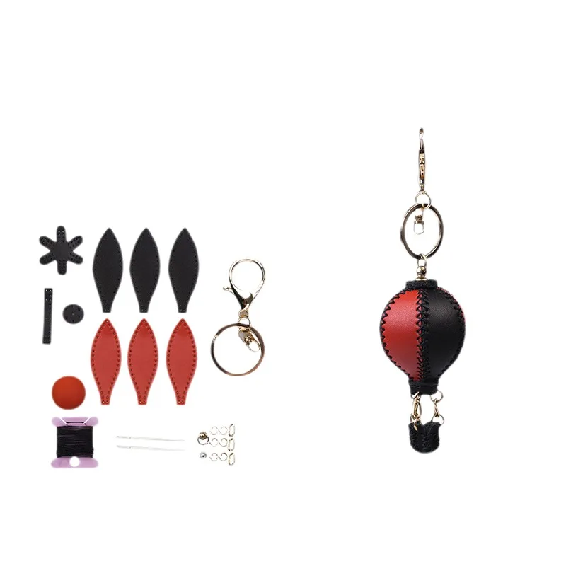 

Mini Keychain Hot Air Balloon DIY Keychain Versatile Leather Car Key Ring Ins Simple Keychain Lanyard Unisex