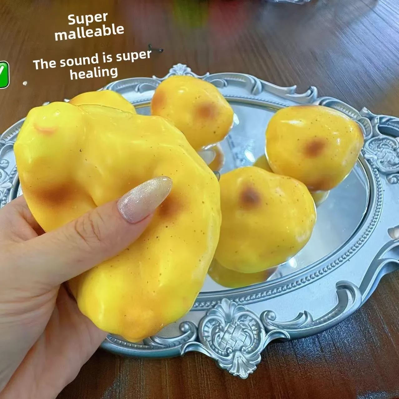 

Handmade Crispy Potato Stress Ball Fidget Toy Crunchy Squeeze Ball Round Blocks Filled ASMR Anti Stress Toys for Adults Kids