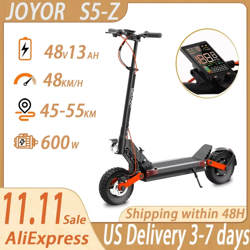 

JOYOR S5-Z New Scooters Electric 600W 48V13Ah with Turn Signal Electric Scooter 10inch Off-road Air Tire High Hanging City E-Sco