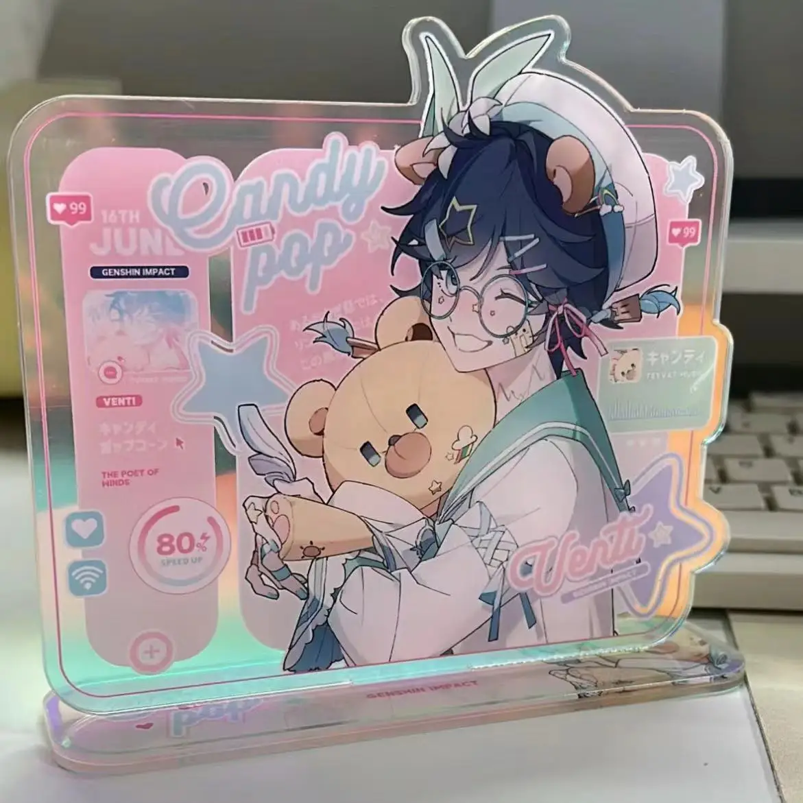 

10cm Game Genshin Impact Wanderer Venti Acrylic stand bracket model desktop decoration Toys Collectible Gifts