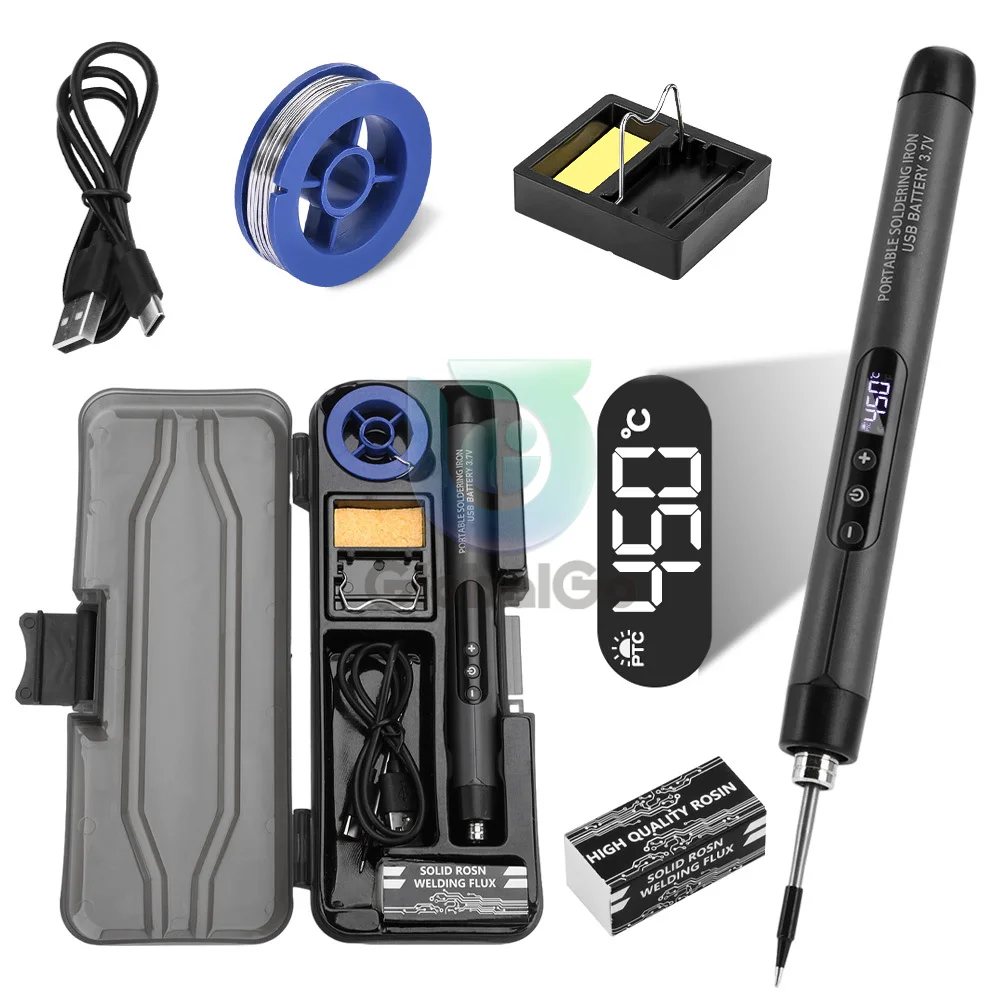 USB Digital Electric Soldering Iron Set Kit 600mAh 300-450℃ Temperature Adjustable Portable Household Digital Welding Station