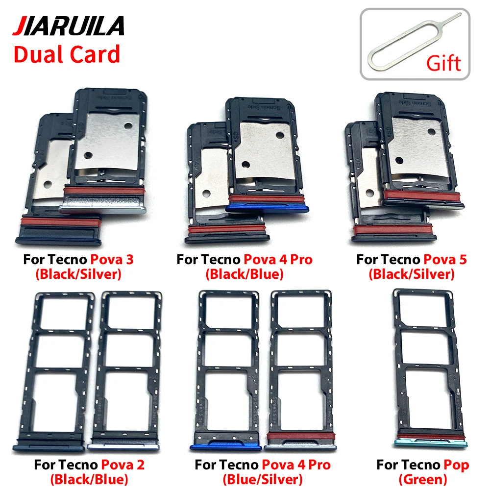 NEW For infinix Tecno POP 5 6 BE7 7 Pova 2 3 4 5 Neo SIM Card Tray chip slot drawer Holder Adapter Accessories Part