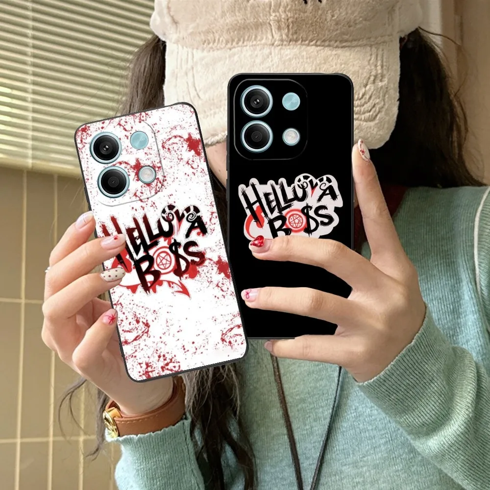 H-Helluva Boss حافظة هاتف محمول لهاتف Xiaomi Redmi Note 13 12 11 10 9 POCO F4 F5 M5 X5 Pro Plus 5G غطاء هاتف أسود Funda