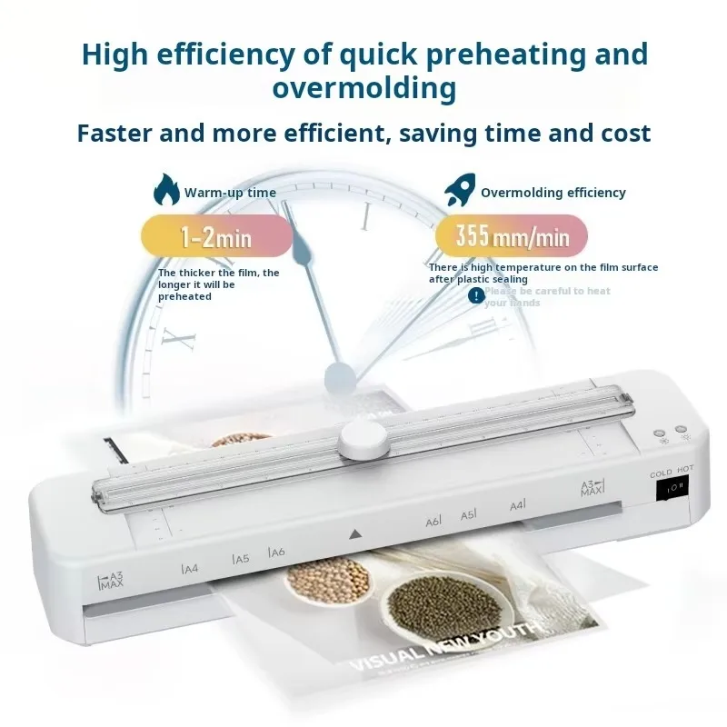 White A3 Laminator  Household Laminating Machine Cutting Machine Two-in-one Multi-function Hot and Cold Photo Laminator